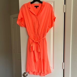 Banana Republic Neon Orange Midi Dress